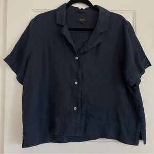 Quince 100% Linen Navy Button-Down Shirt Large